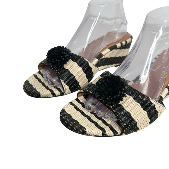 Kate Spade New York Women's Seville Raffia Leather Stripe Wedge Mule Sandals 10 - Picture 9 of 13